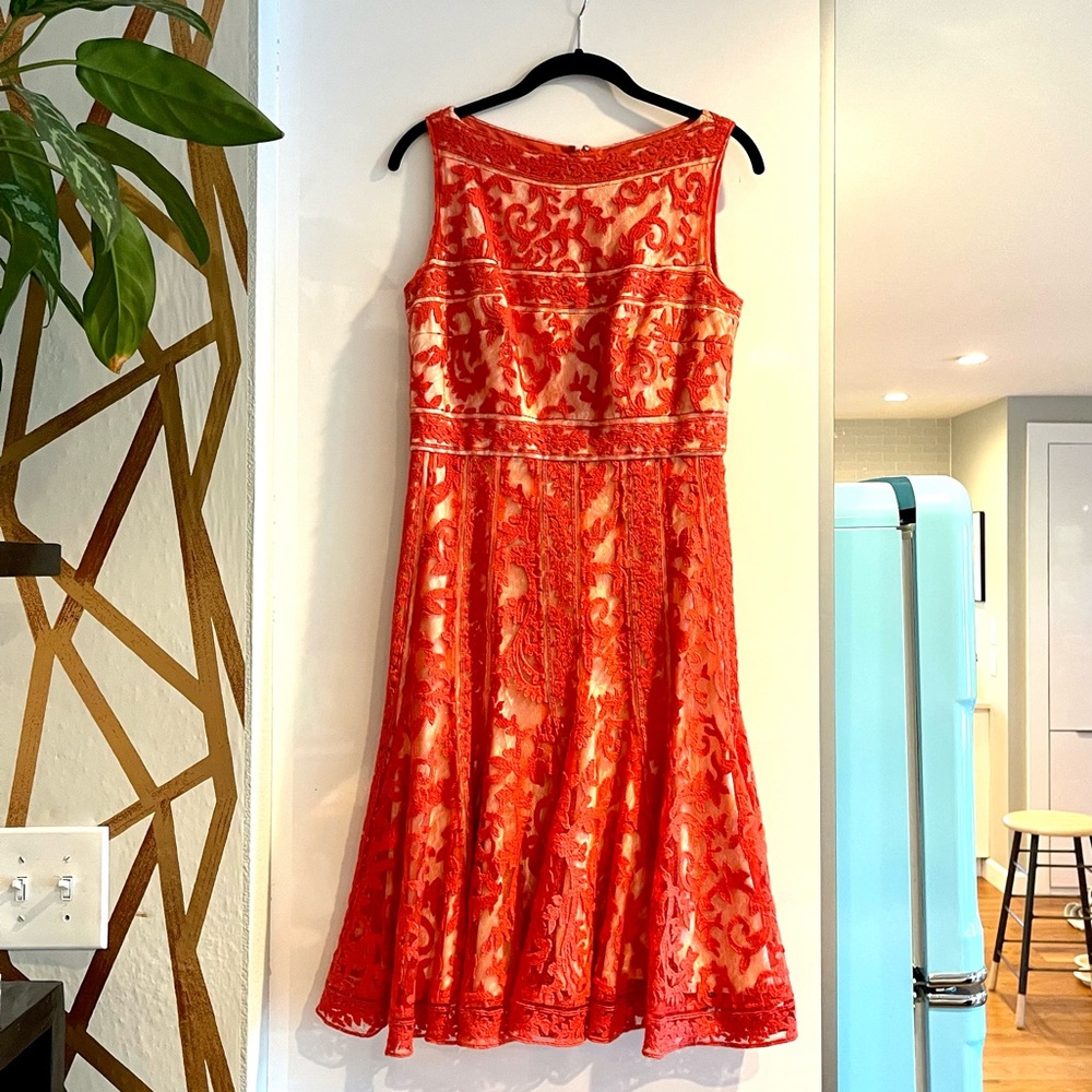 Tadashi Shoji red lace dress